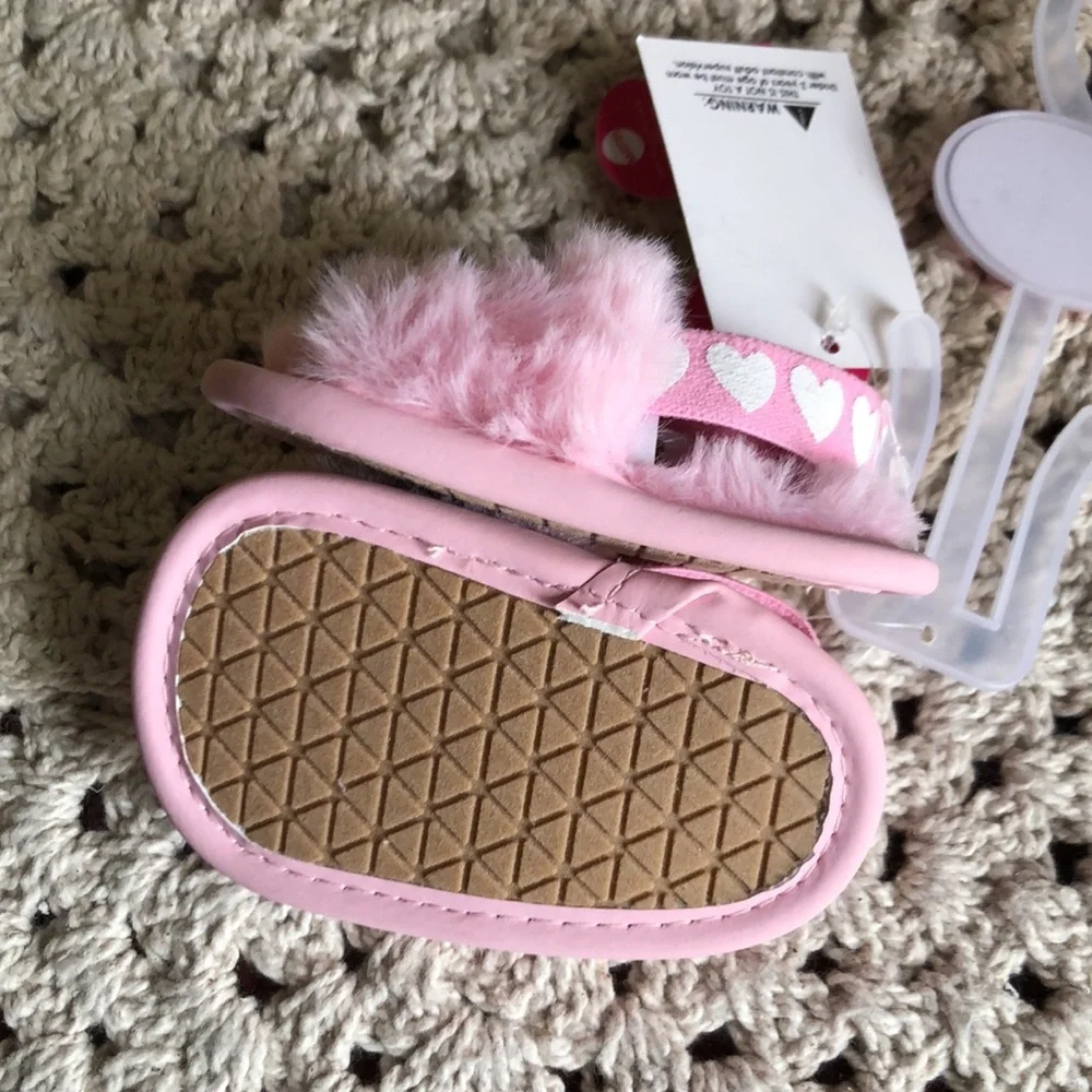 Barbie Pink Fuzzy INFANT Slide Sandals
